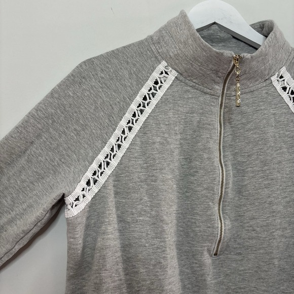 Lilly Pulitzer Sweaters - Lilly Pulitzer Skipper Popover Seaside Gray White Lace 1/2‎ Zip Pullover Large